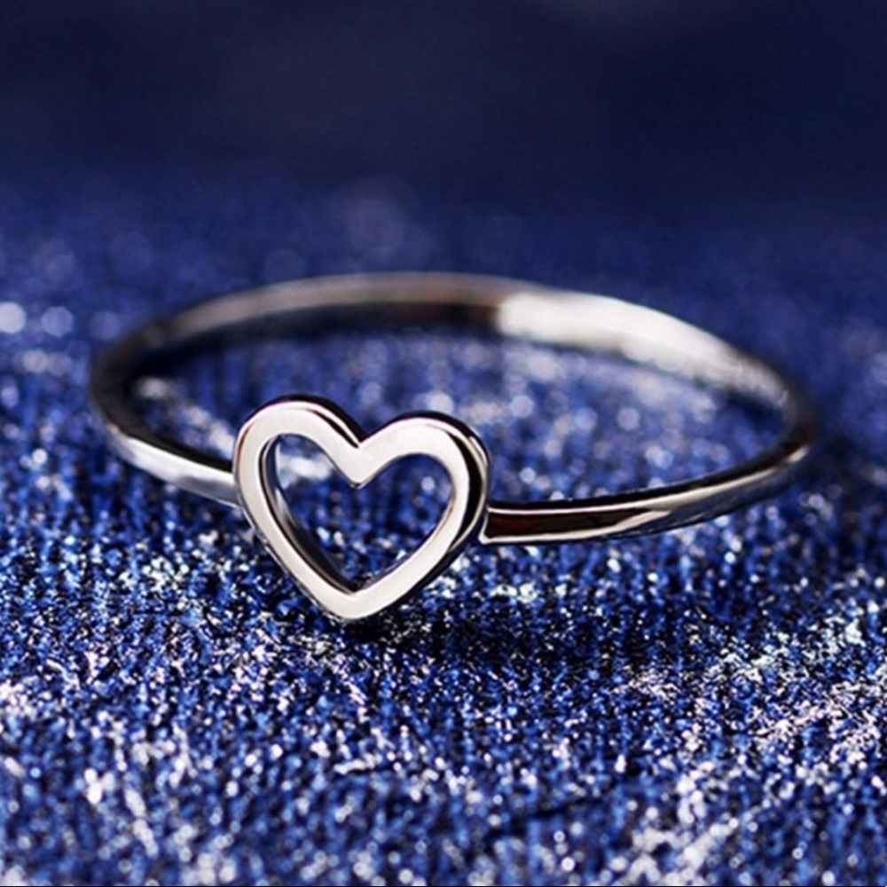 Dainty Silver Open Heart Ring
